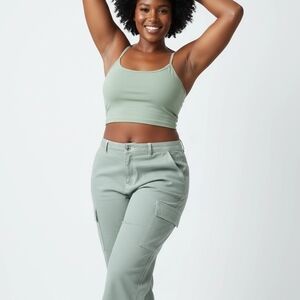 Women's Sage Green Wide Leg Jeans